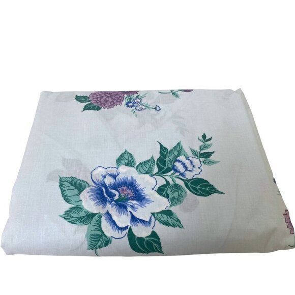 CANNON Full Fitted Sheet White Floral New Vintage No Iron Percale Cotton Blend - Picture 3 of 9